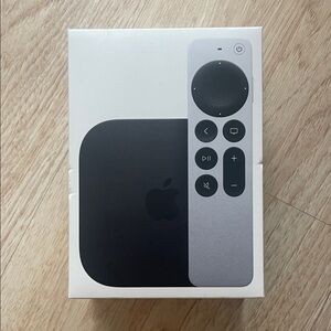 Apple TV 4K with Black Device and Silver Remote